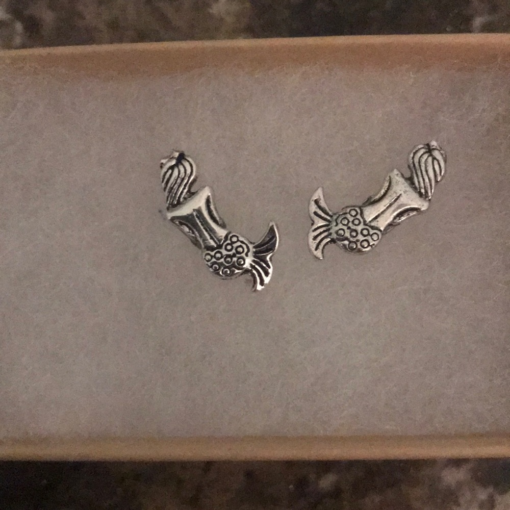 Handmade titanium mermaid stud earrings